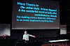James Gosling og hans hilsen til alle som bidro til Simula. Bilde: Harald Brombach