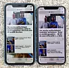 Apple iPhone XR (til venstre) ved siden av iPhone XS. Skjermrammen er litt tykkere enn på XS. Foto: