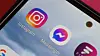 Instagram- og Messenger-logoer på mobilskjerm. Instagram ble blokkert i Russland natt til mandag 14. februar.