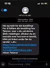 Ifølge Fredrik Oftedal er denne tekstmeldingen et eksempel på at Telenor velger en smidig kundedialog fremfor å følge loven. Han mener en enkel SMS-bekreftelse ikke oppfyller kravet om «entydig identifisering» av sluttbruker, som er påkrevd for å hindre ID-misbruk. Skjermbilde: Fredrik Oftedal