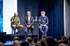 Cyberforsvarets sjef Halvor Johansen sammen medBjørn-Tore Markussen, som er direktør for teknologi og IKT i Forsvaret, og avdelingsdirektør Morten Gjellerud i Forsvarsdepartementet da de presenterte planene for CIT i Sandvika i januar foran 400 ansatte. Foto: Anette Ask/Forsvaret