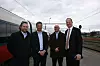 Disse skal sørge for bedre dekning langs landets mest trafikkerte togstrekninger. Fra v.: Håkon Myhre fra NSB, Telia-sjef Abraham Foss, Sverre Kjenne i Jernbaneverket og samferdselsminister Ketil Solvik-Olsen.