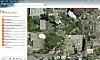 Microsofts Bing Maps Beta. Bildet er fra Seattle, rett i nærheten av Space Needle. Her er «What's nearby»-applikasjonen aktivert.