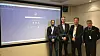 En søkelinje er åpningsbildet i Palantir-programvaren. Bak det enkle grensesnittet skjuler det seg enorme datamengder. Fra v. Jørgen Lunde Ronge (Kripos), prosjektleder Jan Helge Ekeren og Tormod Stien (Politiets IKT-tjenester) og John Ståle Stamnes fra Politidirektoratet.