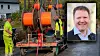 Kommunal- og distriktsminister Sigbjørn Gjelsvik, innfelt i et bilde av mikrogrøfting på Nesodden. Regjeringen foreslår en økning på 37 millioner kroner i bredbåndstøtten fra 2023 til 2024.