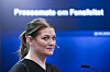 Næringsminister Cecilie Myrseth under et pressemøte forrige måned om Fensfeltet i Telemark.