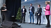 Torgeir Waterhouse ledet samtalen mellom Telias Henning Lunde, Telenors Arne Q. Christensen og Lyses Reynir Johannessen og digitaliseringsminister Karianne Tung.