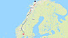 Skjermdump fra Enturs web-applikasjon som viser reiserute med kollektiv transport fra Tromsø til Oslo.