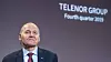 Konsernsjef Sigve Brekke i Telenor skal kutte rundt 3000 av 20.000 stillinger på verdensbasis. Telenor Norges del av dette blir i første omgang 170 stillinger. Her avbildet på en kvartalstall-presentasjon på Fornebu.