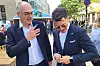− Ikke prøv å gjøre 100 ulike forsøk, velg tre og gjør dem bra, sier Ed Thompson (t.v.), her sammen med Norges-sjef i Salesforce, Jens Conradi.