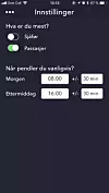I innstillingene kan du legge inn når du skal dra og hvor fleksibel du er. Foto: Skjermdump