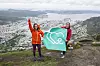 Lansert i høst: Dette bildet ble tatt på toppen av Ulriken i forbindelse med lanseringen av omsorgsappen i september. Foto: WECARE