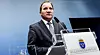 OVERVÅKET? Statsminister Stefan Löfven under en tidligere pressekonferanse i regjeringskontorene på Rosenbad. Ifølge avisa Dagens Nyheter er det trolig falske basestasjoner i området.