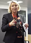 Kommunal- og moderniseringsminister Monica Mæland var stolt over tallene hun kunne presentere for regjeringens forslag til digitalisering av det offentlige. Foto: Sarah McDonald Gerhardsen