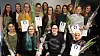 14 av de 25 kvinnene som ble kåret til rollemodeller på Ada Lovelace-dagen. Ikke alle kunne være til stede, men mange fulgte med via livestream. Patricia Aas foran med svart T-skjorte.