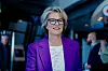 Telenors konsernsjef, Benedicte Schilbred Fasmer, er fornøyd med det første kvartalsresultatet hun legger fram som Telenor-sjef.