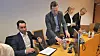 Advanias direktør Lars Borgestrand (t.v.) pakket sammen etter en hektisk dag i Oslo tingrett i mars i år. Foto: Marianne Gjessing