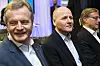 Jon Fredrik Baksaas (til venstre), her sammen med Telenors nye konsernsjef Sigve Brekke og den avgåtte styrelederen Svein Aaser.