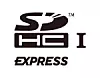 Kort merket på denne måten har SDHC-kapasitet og SD Express-fart. «Express» kan også skrives i kortformen «EX». Illustrasjon: SD Association