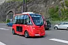 Den førerløse bussen Mads kjører uten sjåfør langs havnepromenaden i Oslo, fra Vippetangen til Kontraskjæret. Foto: Eivind Torgersen/UiO. Lisens