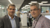 Genus ved (fra v.) finansdirektør Alexander U. H. Løvenskiold og administrerende direktør Christophe Birkeland holder til på Lysaker.