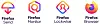 De fire nye logoene som representerer Firefox-produktene Send, Monitor, Lockwise og Browser. Illustrasjon: Mozilla