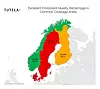 Bildet viser kvaliteten på mobilbruk som krever mye data i Norden. Foto: Tutela