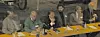 Fra panelet, fra venstre: Rolf Nordhagen (professor, tidligere sjef for EDB-senteret ved Universitetet i Oslo), Magne Lein (ordstyrer), Arild Haraldsen (forfatter av boka «Den forunderlige reisen gjennom IT-historien»), Jan Rune Holmevik (historiker), Thomas Hysing (pensjonert konstruktør), Kristen Nygaard (professor). Foto: Digi.no