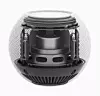 1+2: Homepod Mini har en stor aktiv høyttaler rettet nedover og to passive drivere som kaster lyden til alle kanter.