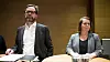 Hydros finansdirektør Eivind Kallevik og Bente Hoff hos Nasjonal sikkerhetsmyndighet redegjorde tirsdag ettermiddag for dataangrepet Norsk Hydro er utsatt for.