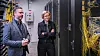 Helseminister Ingvild Kjerkol besøker Sykehuset Østfold, Kalnes. Her blir hun vist rundt i datarommet av Hans Martin Hovengen, som er direktør for teknologi og e-helse.