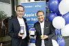 Administrerende direktør Snorre Storset i Nordea Norge og John Sætre, leder for privatmarkedet i Nordea Norge, viste fram betalingsløsningen Apple Pay onsdag formiddag. Foto: Gorm Kallestad / NTB scanpix
