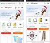 AliExpress er blant nettstedene som er tilgjengelige som en progressiv webapp. Til venstre vises den vanlige mobilsiden i Chrome. Til høyre vises den progressive webapp-utgaven av den samme siden. Utseendemessig er ikke forskjellene store, men appen har betydelig ekstrafunksjonalitet som blant annet skal bedre brukeropplevelsen. Foto: Skjermbilder, digi.no