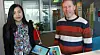 Katherine Barrios og Lars Knoll ved Digia i Oslo kunne vise fram Qt-baserte applikasjoner for både Android- og iOS-baserte nettbrett.