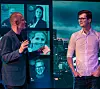 James Larsen fra deletjenesten for klær Fjong. Her blir han intervjuet av moderator og sentersjef Peter Jetzel. Foto: Marcin Ptak/Epicenter