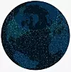 De hvite prikkene viser en Starlink-satellitt i bane rundt Jorden. Over Arktis er dekningen betydelig mindre enn lenger sør. Foto: Satellitemap.space
