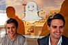 VOKSER: Snapchat-grunnleggerne (fra v.) Bobby Murphy og toppsjef Evan Spiegel fotografert ved selskapets hovedkvarter på Venice Beach i LA.