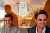 VOKSER: Snapchat-grunnleggerne (fra v.) Bobby Murphy og toppsjef Evan Spiegel fotografert ved selskapets hovedkvarter på Venice Beach i LA.