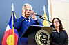 Californias justisminister Rob Bonta informere om rettssaken mot Meta sammen meed New Jerseys justisminister Jennifer Davenport.