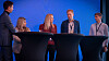 Her et bilde fra en av panelsamtalene under Nasjonal kommunikasjonsmyndighets konferanse i Kristiansand. Fra venstre: Nkoms Espen Slette; lege og KI-forfatter Ishita Barua; seniorpartner Toril Nag i Hitecvision; økokrimsjef Pål Lønseth og NRKs ekspert på digital tilgjengelighet, Kristoffer Lium.