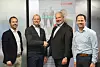Fra venstre: Svein Erik Myhr, Canon Norge, Pål Reinert Bredvei i Documaster, Henrik Klemetsen i Canon Norge og Simen Sandberg i Documaster. Foto: Canon