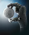 A low-cost lightweight robotic hand based on Additive Manufacturing designed at the Oak Ridge National Laboratories July 12, 2012 in Oak Ridge, TN. The Robotic Hand costs approximately 10 times less than similar devices while commanding 10 times more power than other electric systems. Composed of only 46 parts, this simplified lightweight robotic hand can be manufactured and assembled within 40 hours, and its size can be adjusted based on need.