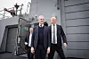 Framleggelsen av Forsvarets langtidsplan på KV Bjørnøya. Forsvarsminister Bjørn Arild Gram, statsminister Jonas Gahr Støre og finansminister Trygve Slagsvold Vedum.