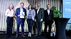 Viseadministrerende direktør Anniken Hauglie (t.v.) i NHO overrakte den ferske KI-rapporten til statssekretær Tomas Norvoll i det nye Digitaliserings- og forvaltningsdepartementet. Øvrige: Kari Olrud Moen i Finans Norge, Øystein Eriksen Søreide i Abelia og Ove Guttormsen i Nelfo.