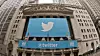 Twitter-banner over New York Stock Exchange (NYSE) i forbindelse med børsnoteringen i 2013.