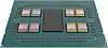 AMD Epyc med 3D V-Cache, uten deksel. Her ser man alle de ni brikkene som prosessoren består av. Illustrasjon: AMD