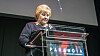Statsminister Erna Solberg presenterer ny stortingsmelding om politiet. Her fra Paranoia-konferansen i 2019.