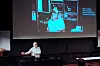 James Gosling viste fram et bilde av seg selv som ung student, foran utstyr for innhenting av satellittdata. Bilde: Harald Brombach