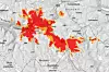 Dekningskartet viser utfall i mobilnettet i Lærdal torsdag morgen. Foto: Telenor