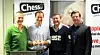Chess-sjef Arve Andreassen (t.v.) Ole Norstad og Idar Vollvik fra Ludo og markedsdirektør Jarle Alvær i Chess har spikret en avtale som innebærer at 22.000 Ludo-kunder nå går over til Chess.
